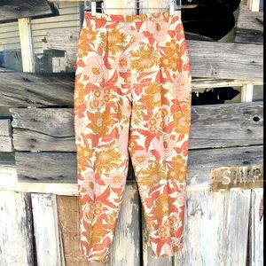 Floral Capri Cigarette Pants  - Vintage Tailored